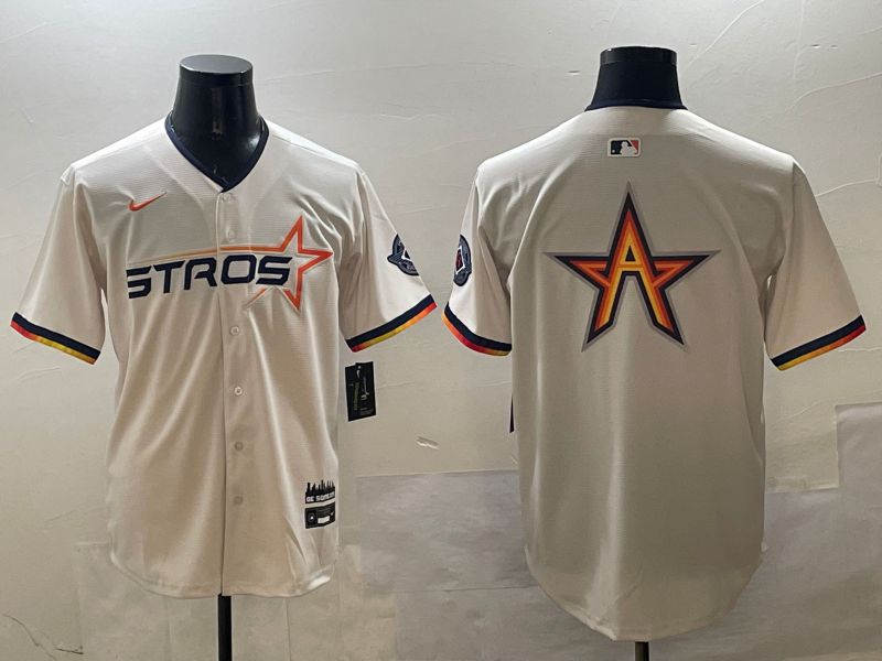 Men Houston Astros Blank Cream Three generations Joint Name 2025 Nike MLB Jersey style 5